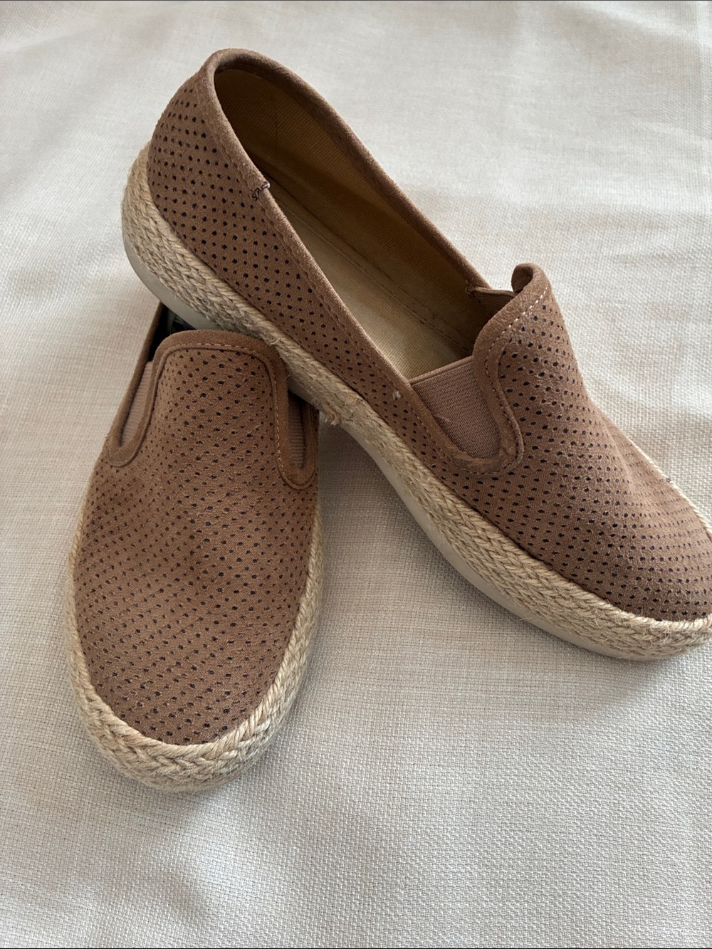 Esprit Tan Espadrille Slip-On Shoes Perforated Casual Women’s